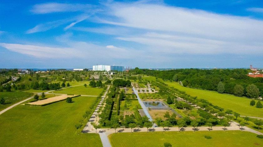 Blick auf den Bürgerpark in Wismar vom Aussichtsturm aus